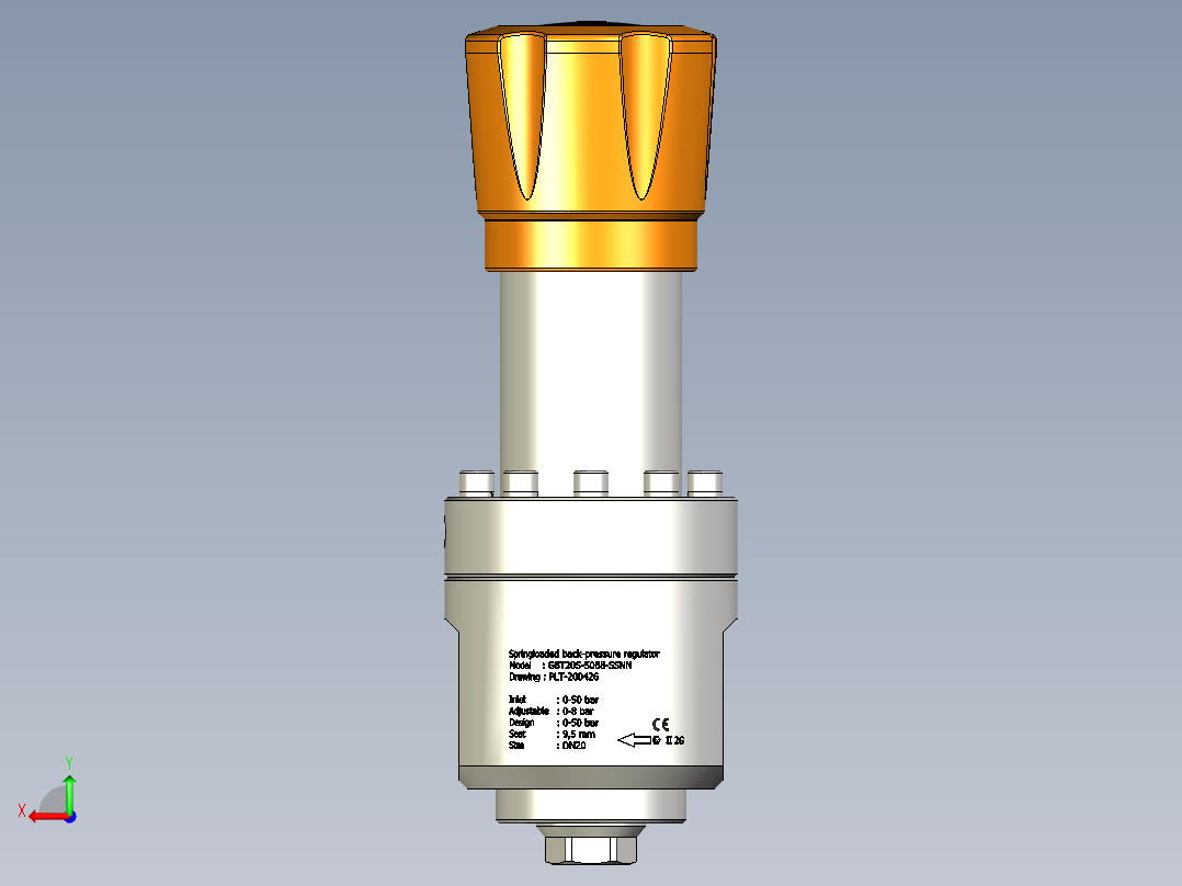 弹簧加载背压调节器后视图