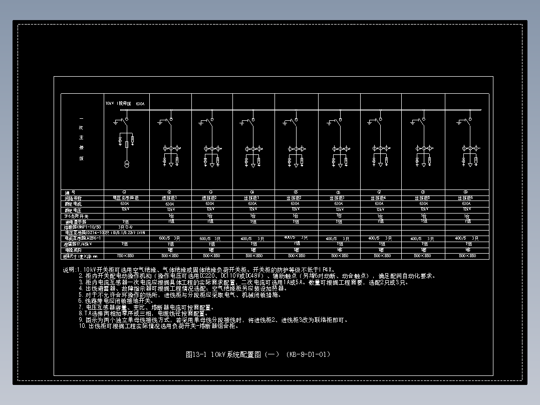图13-1 10kV系统配置图（一）（KB-8-D1-01）