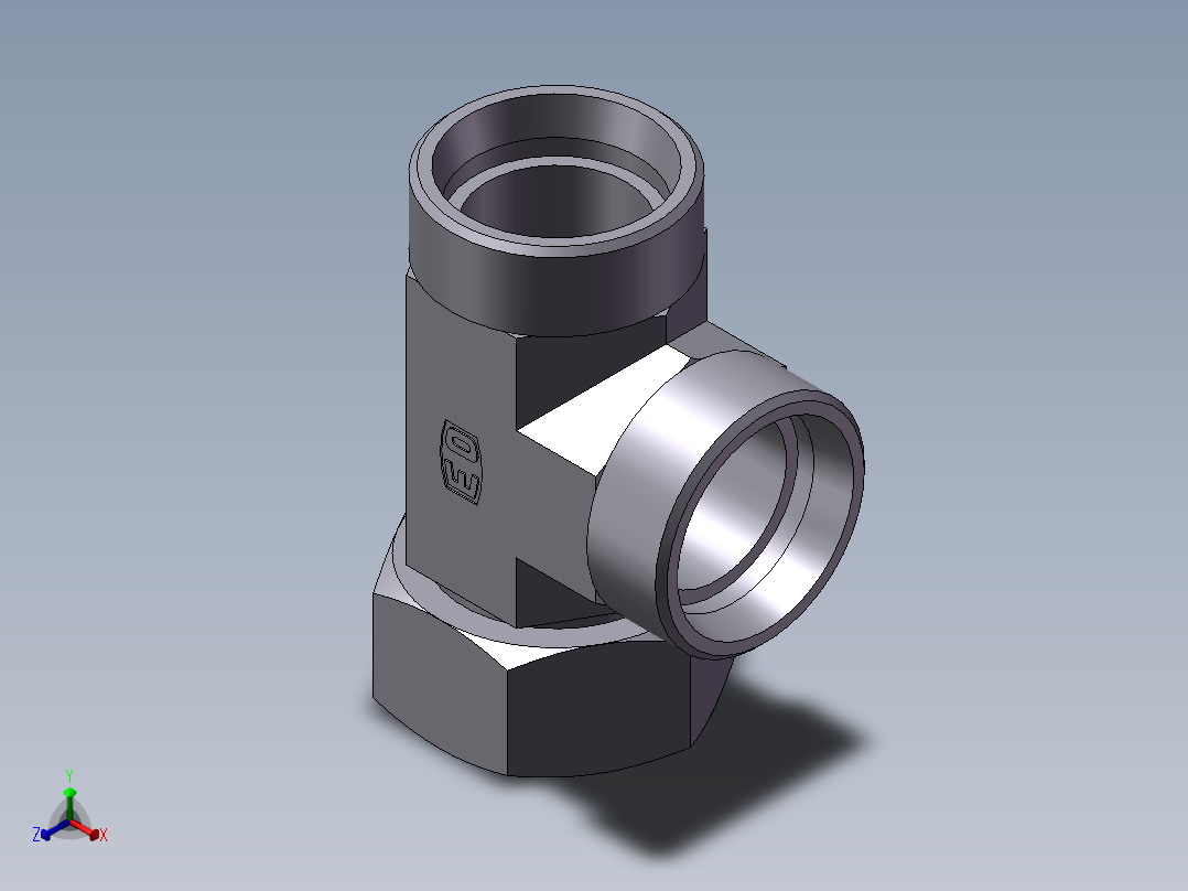 CC+CD 三通组合接头、CC-45正等轴测图