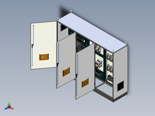 三柜组装变频器软启动旁路刀开关控制柜 56410正等轴测缩略图