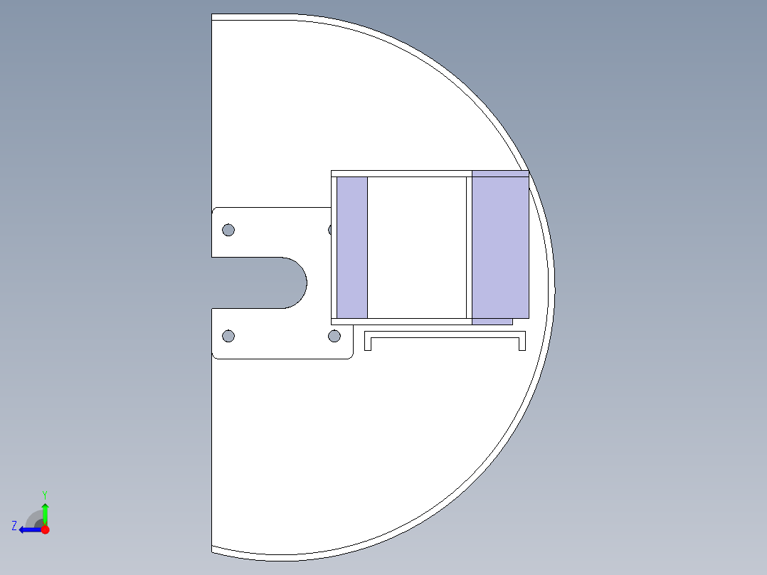 绿色垃圾粉碎机 CAD 模型右视图