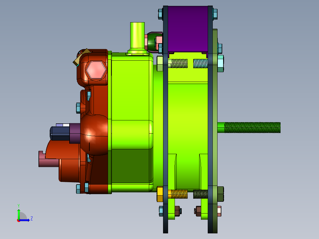 摩托车离合器全自动变速器左视图