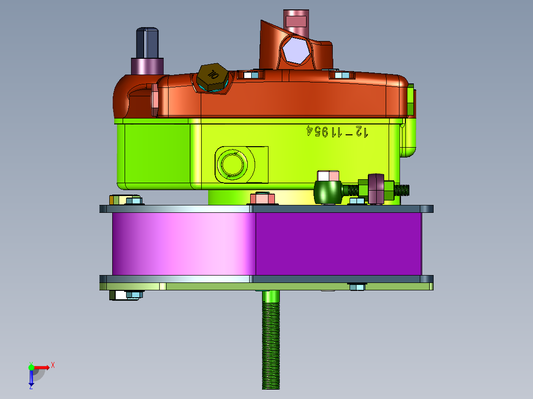 摩托车离合器全自动变速器俯视图