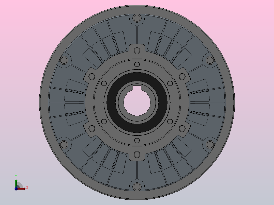 FLKT型空心轴、止口支撑、通孔磁粉离合器[FLKT25]前视图