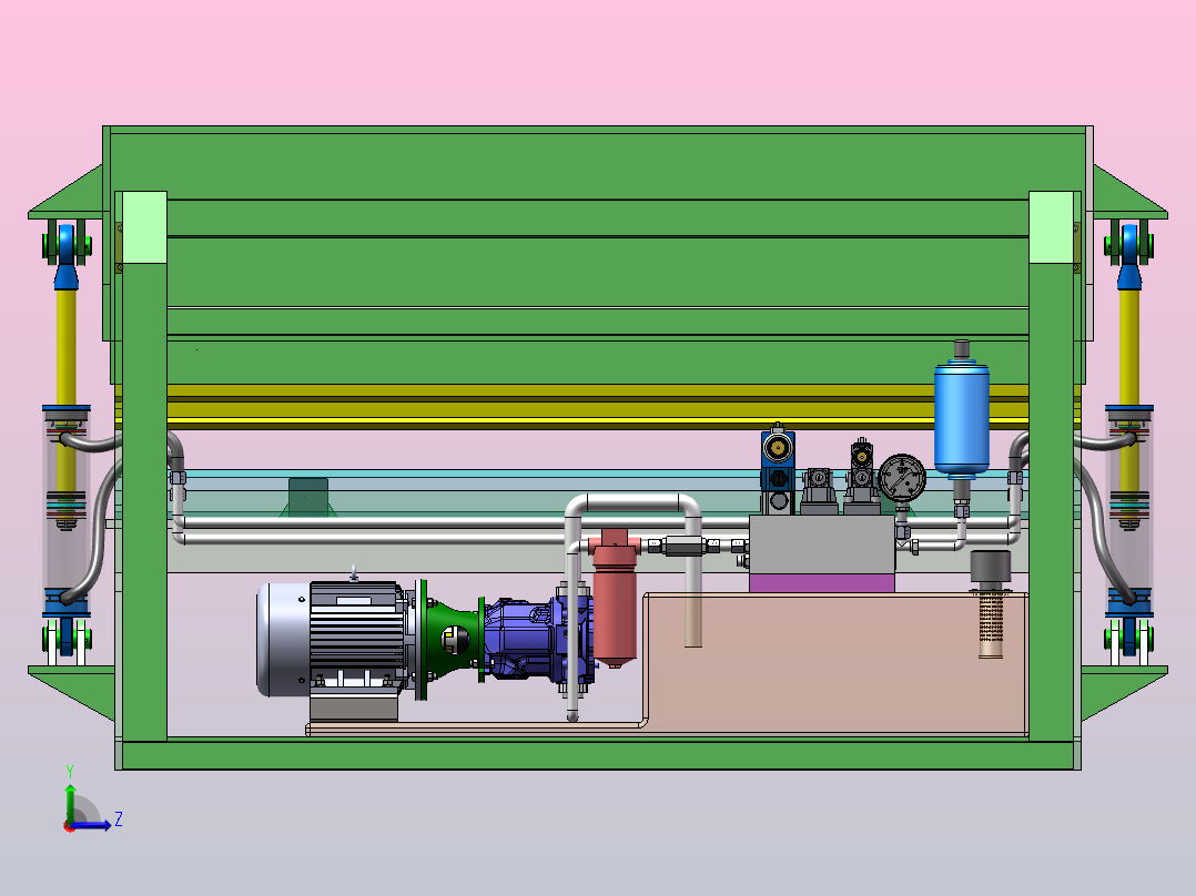 液压板料折弯机设计（SW+CAD+说明书）左视图