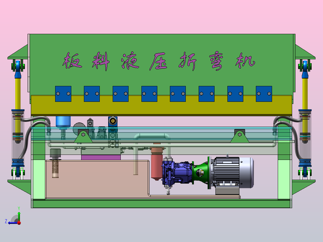 液压板料折弯机设计（SW+CAD+说明书）右视图