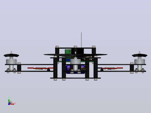 四轴无人机结构3D图纸 Solidworks设计前视缩略图