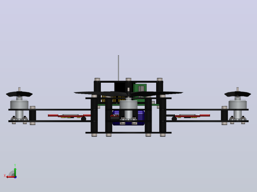 四轴无人机结构3D图纸 Solidworks设计后视缩略图