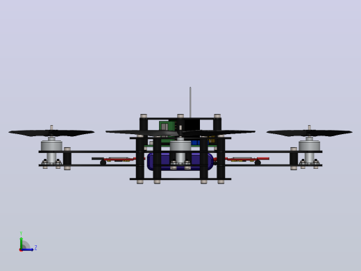 四轴无人机结构3D图纸 Solidworks设计左视缩略图
