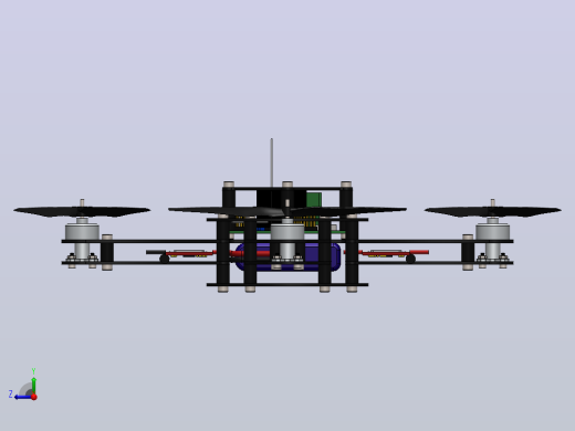 四轴无人机结构3D图纸 Solidworks设计右视缩略图