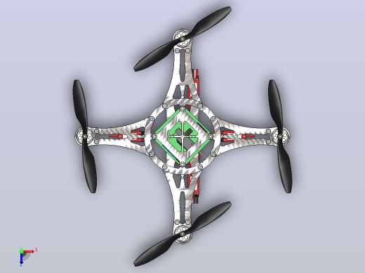 四轴无人机结构3D图纸 Solidworks设计俯视缩略图