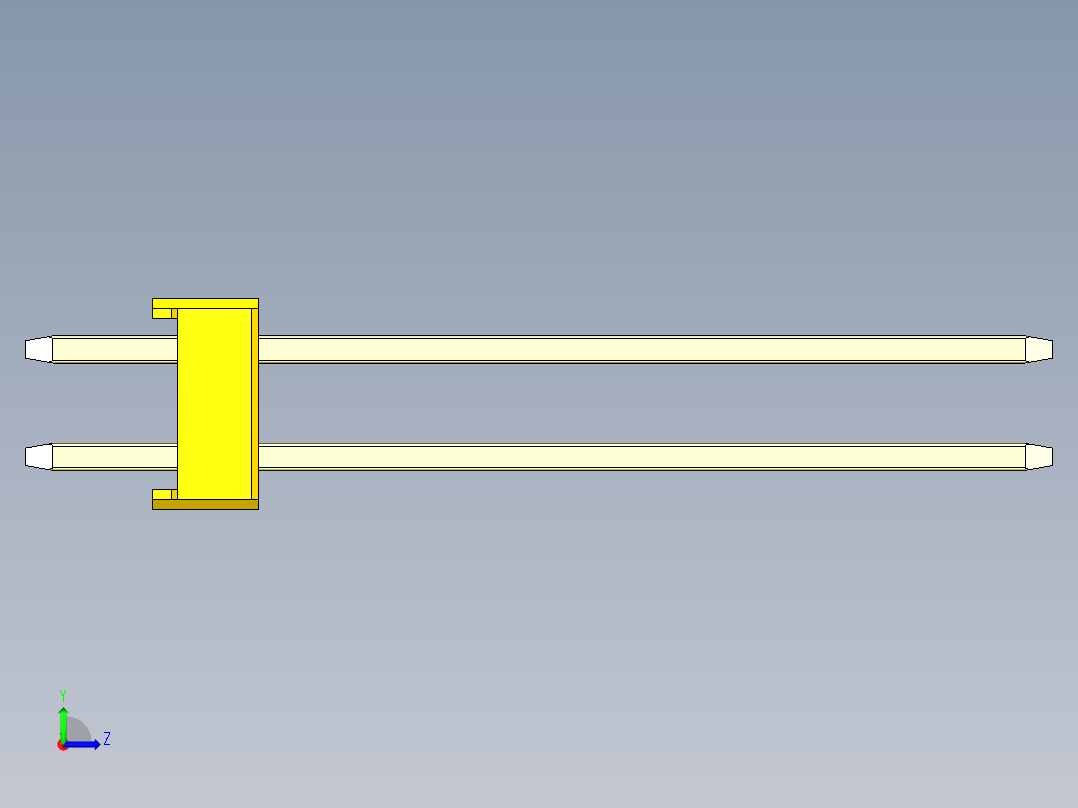 彩色公头100mil（2.54mm）系列-DS1021_yellow_2x02p_100mil_Type19_rev1.0左视图
