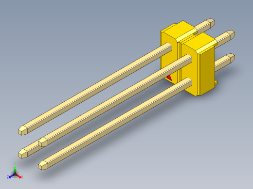 彩色公头100mil（2.54mm）系列-DS1021_yellow_2x02p_100mil_Type19_rev1.0正等轴测缩略图