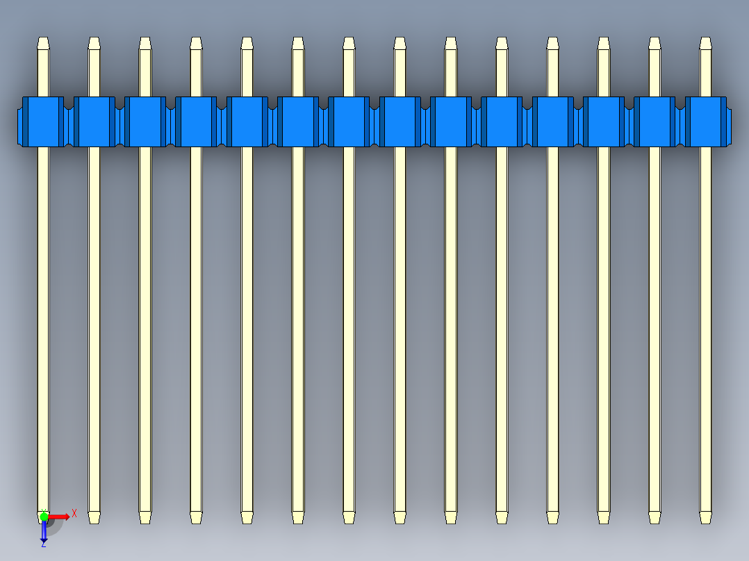 彩色公头100mil（2.54mm）系列-DS1021_blue_2x14p_100mil_Type19_rev1.0俯视图