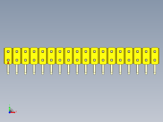 彩色公排针 100mil 2.54mm 系列-DS1022_yellow_2x18p_100mil_TypeD_rev1.0前视缩略图