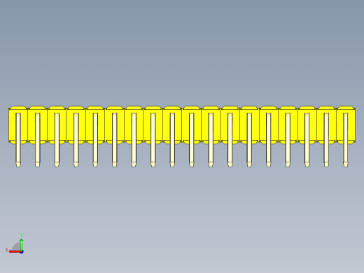 彩色公排针 100mil 2.54mm 系列-DS1022_yellow_2x18p_100mil_TypeD_rev1.0后视缩略图