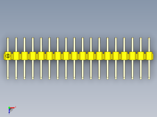 彩色公排针 100mil 2.54mm 系列-DS1022_yellow_2x18p_100mil_TypeD_rev1.0俯视缩略图