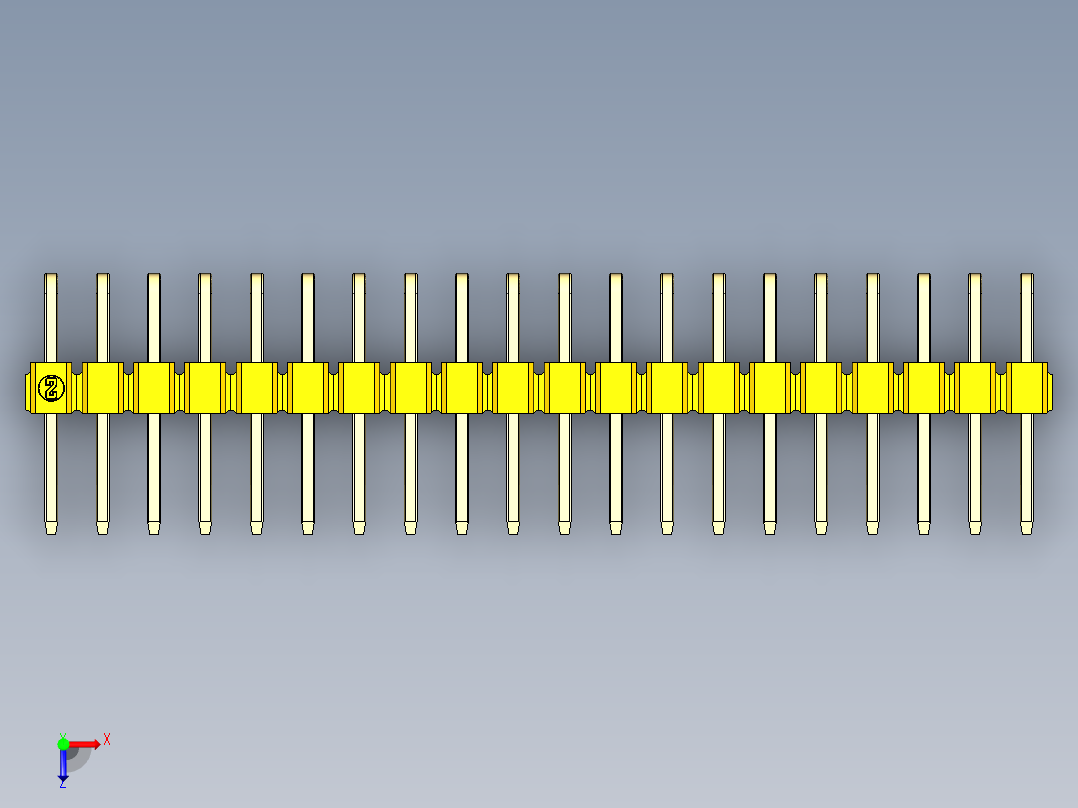 彩色公排针 100mil 2.54mm 系列-DS1022_yellow_2x20p_100mil_TypeD_rev1.0俯视图