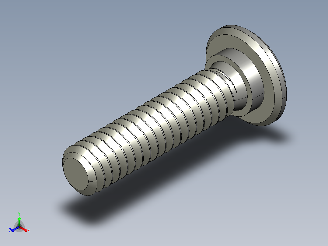 超薄型内六角螺钉-Ultra Low Profile Socket Head Screws 0.25-20 Thread Size 1 in Long.STEP主视图