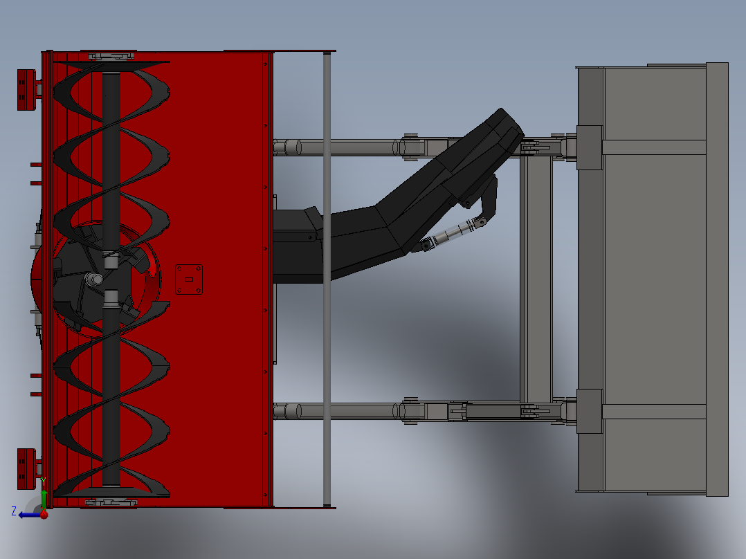 旋转式除雪机装载机构右视图