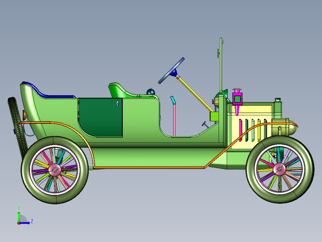 百年老车福特敞篷跑车左视图
