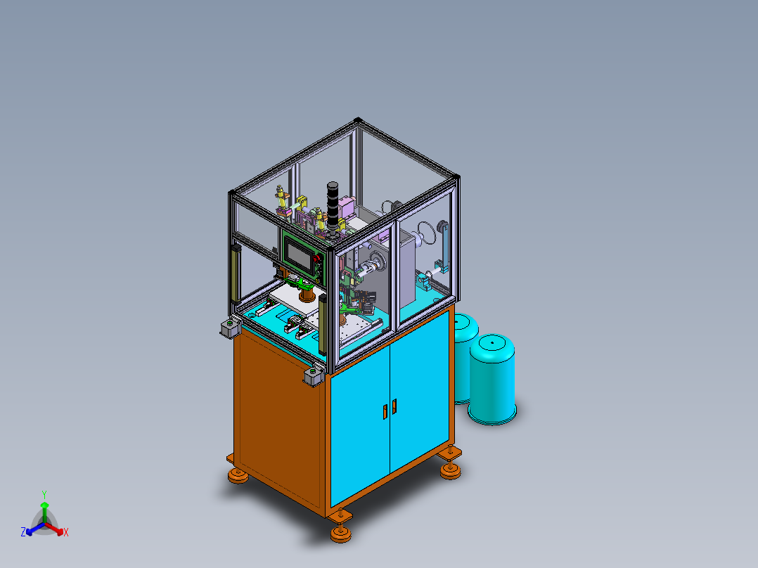 双工位绕线机sw22可编辑正等轴测图