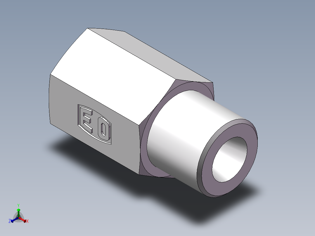 直通内螺纹接头、5DM-14-12正等轴测图