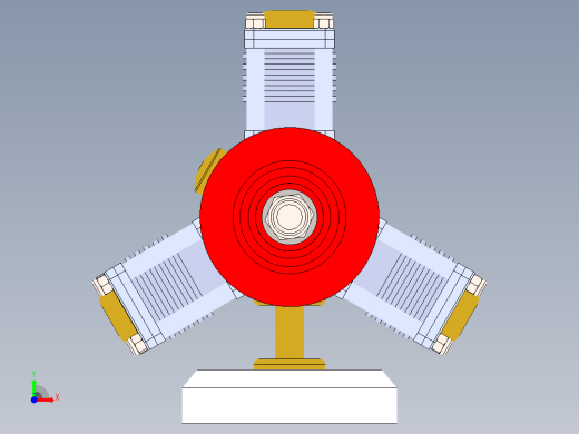 三缸星式蒸汽机three-cylinder-radial-steam-模型格式为 sw前视缩略图