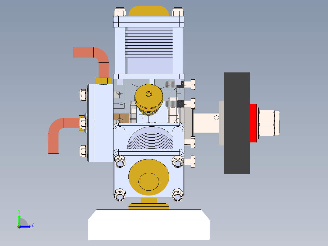三缸星式蒸汽机three-cylinder-radial-steam-模型格式为 sw左视图