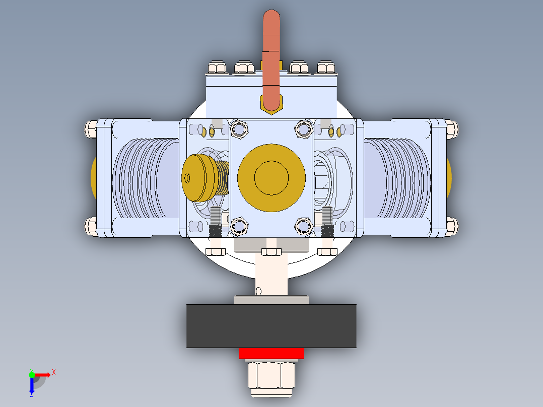 三缸星式蒸汽机three-cylinder-radial-steam-模型格式为 sw俯视图