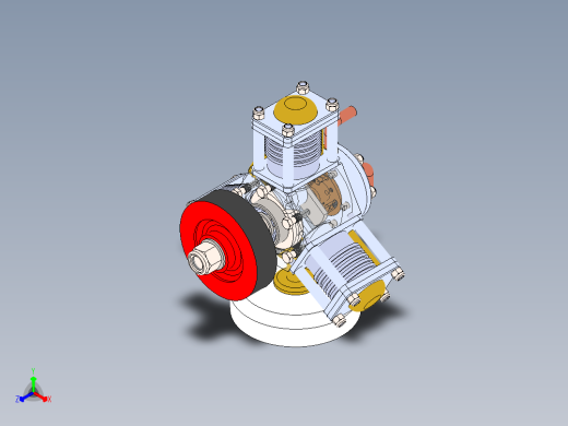 三缸星式蒸汽机three-cylinder-radial-steam-模型格式为 sw正等轴测缩略图