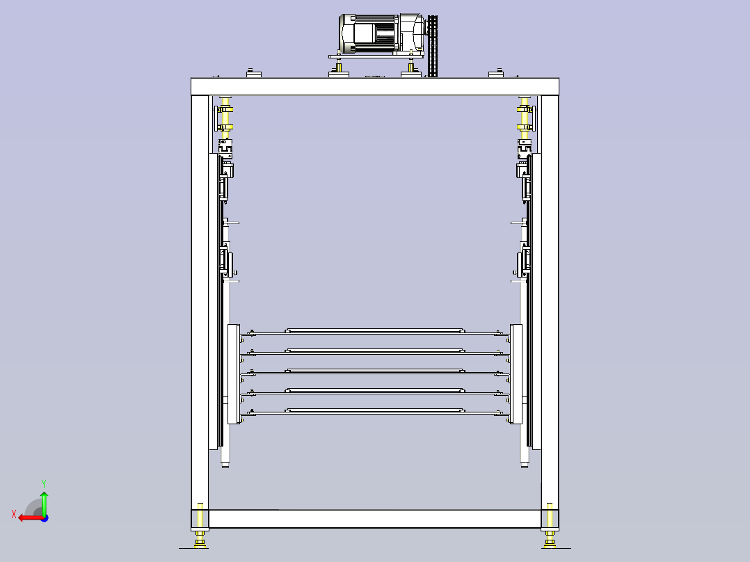 一款面板储备升降机构3D模型后视图