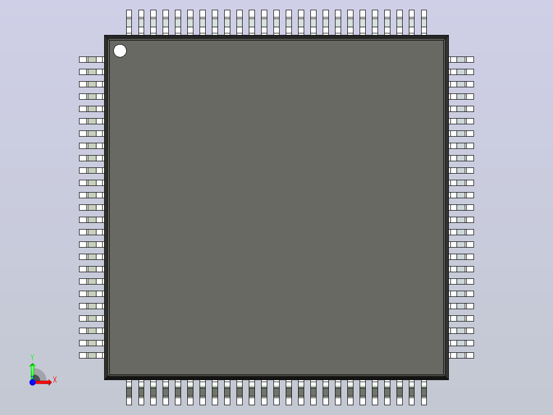 QFP 封装（四方扁平封装）QFP50P1600X1600X145-100N前视图