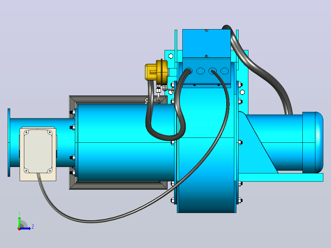燃烧器风扇外壳组件左视图