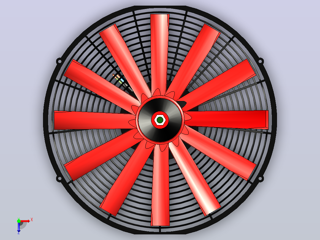 LINDEC 16IN英寸风扇efan 16 2200 cfm 120 w 425直径散热器风扇俯视图