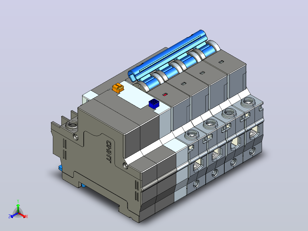 NXBLE-32 4P剩余电流动作断路器三维模型202405 (1)主视图
