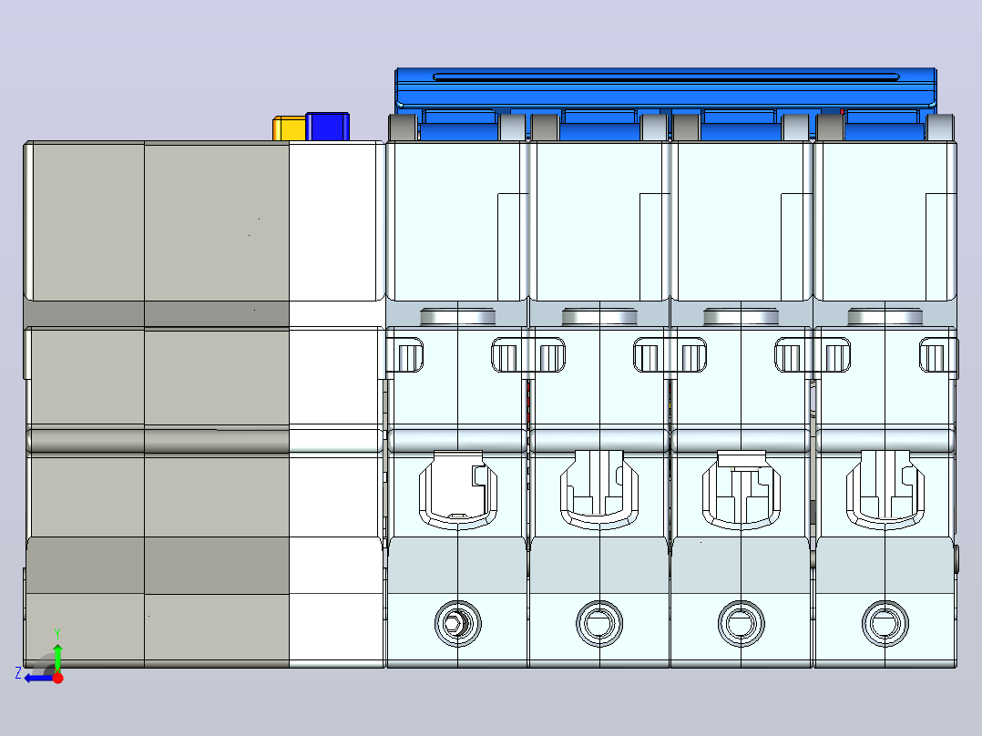 NXBLE-32 4P剩余电流动作断路器三维模型202405 (1)右视图