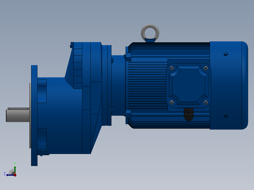 RXF67法兰轴伸式安装斜齿轮减速机RX67-Y0.55-4P-80-M1-0°-Φ200右视图