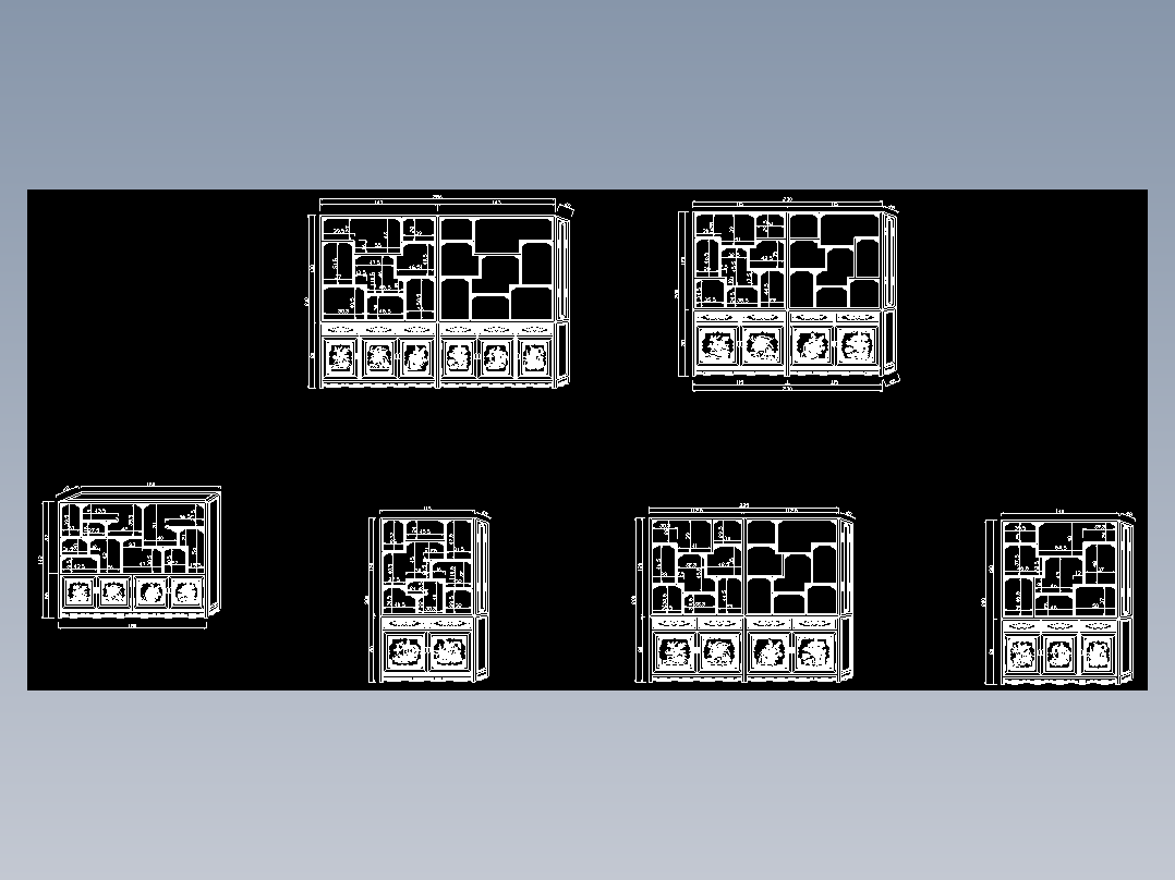 T4018--新中式古典禅意风格红木博古架CAD家具图库合集资料