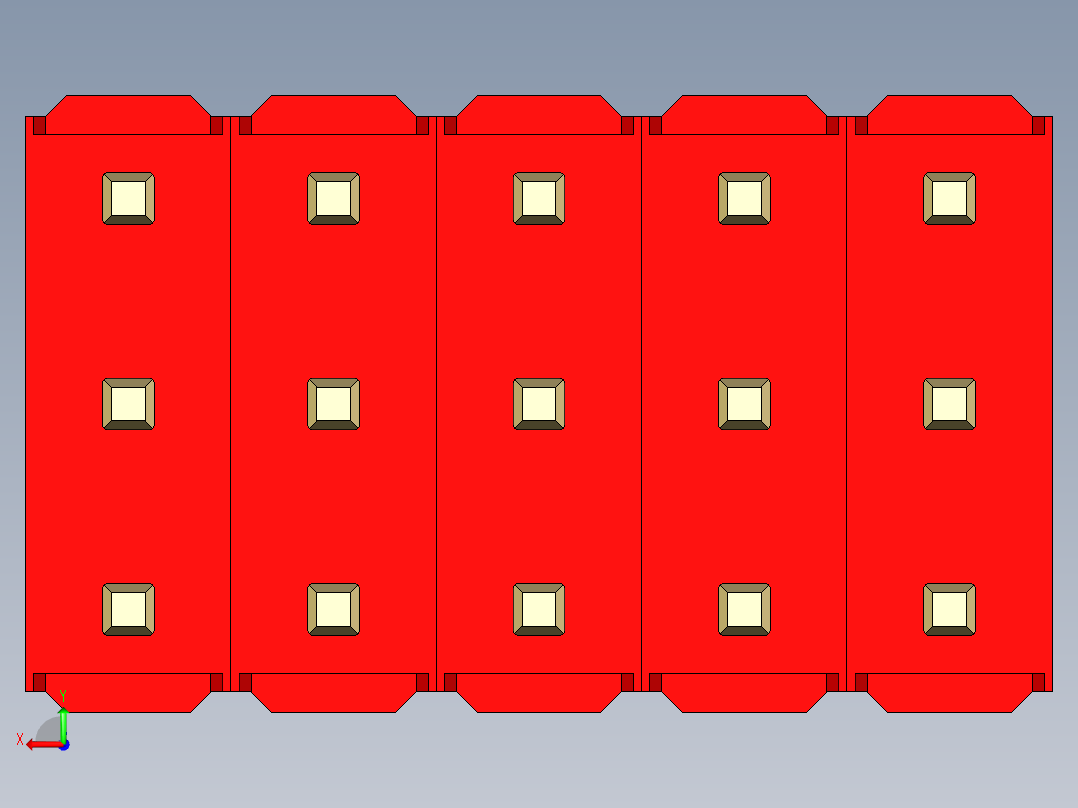 彩色公头100mil（2.54mm）系列-DS1021_red_3x05p_100mil_Type19_rev1.0后视图