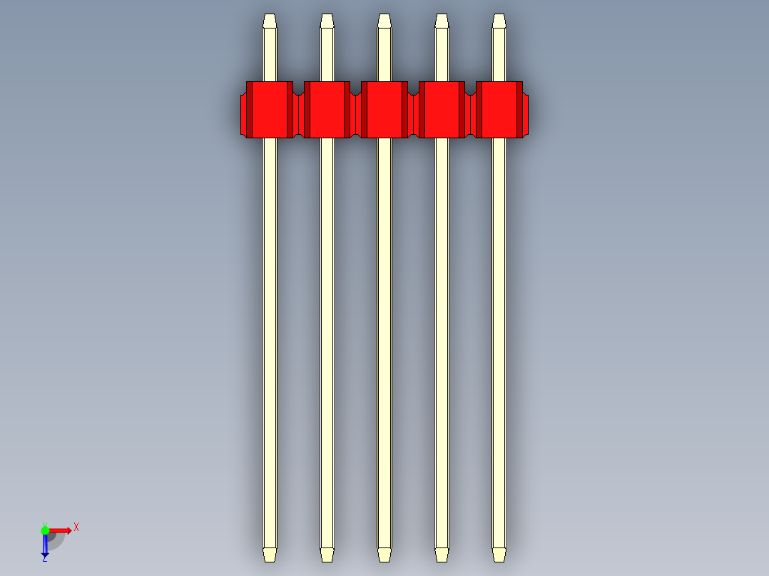彩色公头100mil（2.54mm）系列-DS1021_red_3x05p_100mil_Type19_rev1.0俯视图