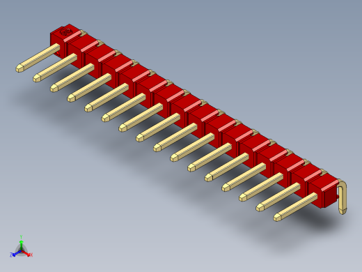 彩色公排针 100mil 2.54mm 系列-DS1022_red_1x16p_100mil_TypeD_rev1.0