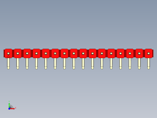 彩色公排针 100mil 2.54mm 系列-DS1022_red_1x16p_100mil_TypeD_rev1.0前视缩略图