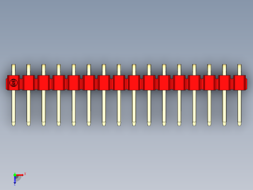 彩色公排针 100mil 2.54mm 系列-DS1022_red_1x16p_100mil_TypeD_rev1.0俯视缩略图