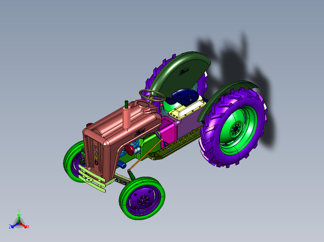 小型福特牌拖拉机正等轴测图