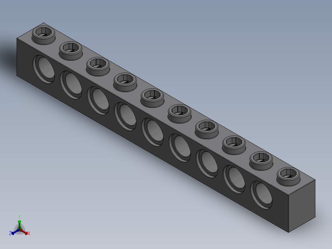 乐高机械组积木（横梁）-4211374 - 2730 Medium Stone Grey Technic Brick 1 x 10 with Holes