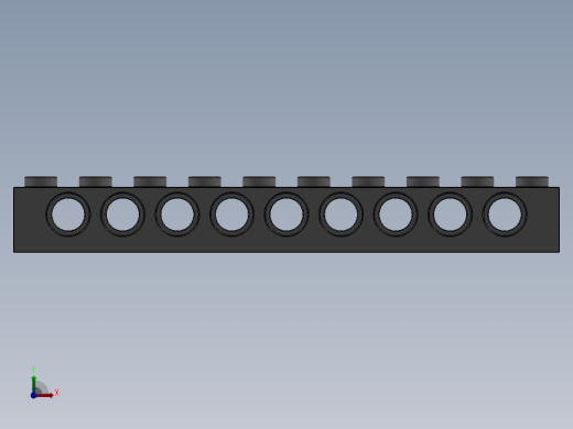 乐高机械组积木（横梁）-4211374 - 2730 Medium Stone Grey Technic Brick 1 x 10 with Holes前视缩略图