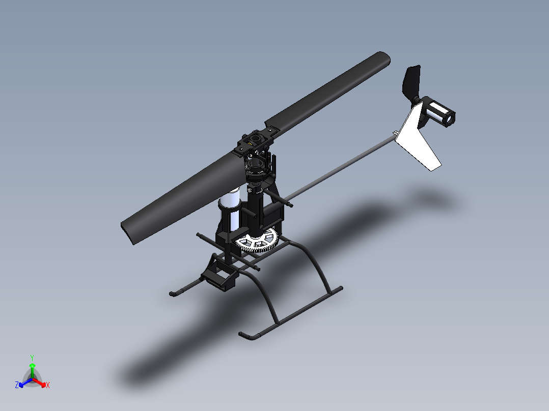 简易RC遥控飞机模型框架3D图纸 Solidworks设计正等轴测图