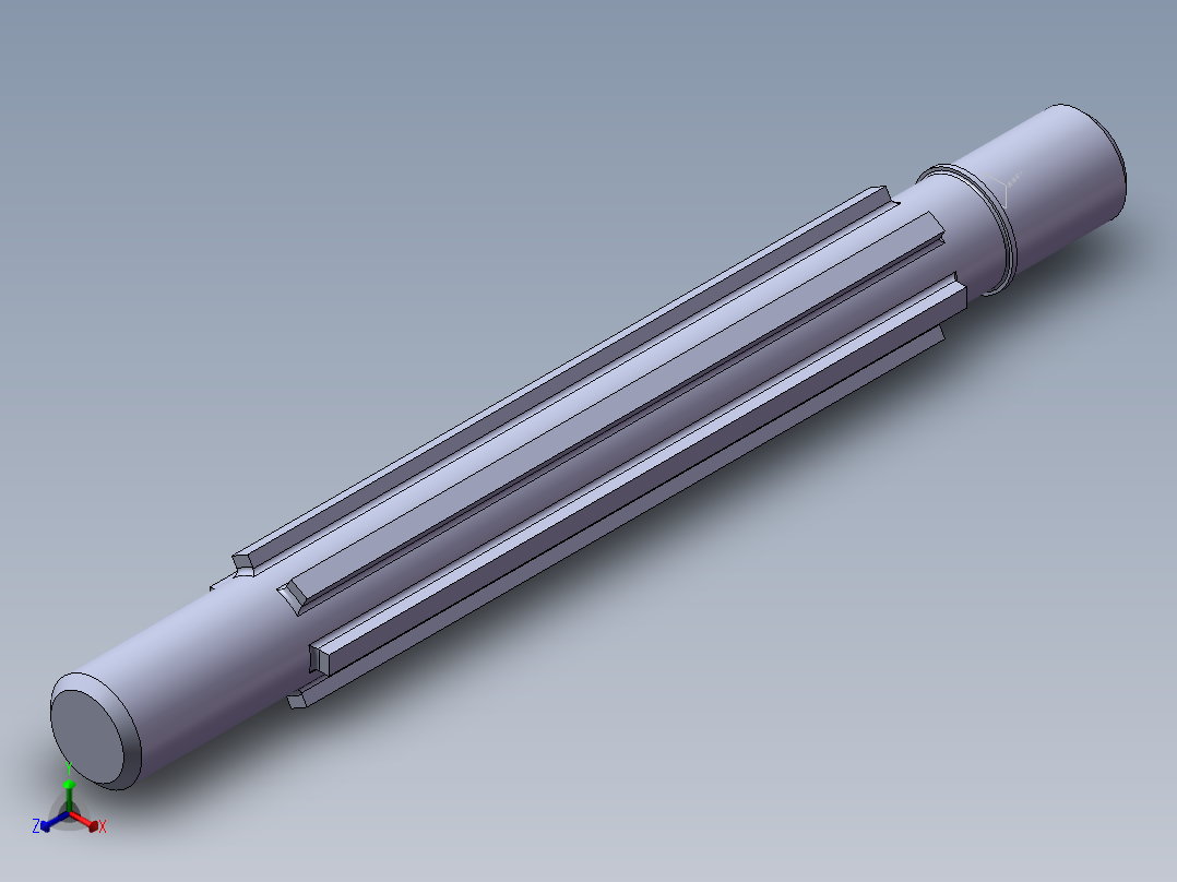 短花键轴正等轴测图