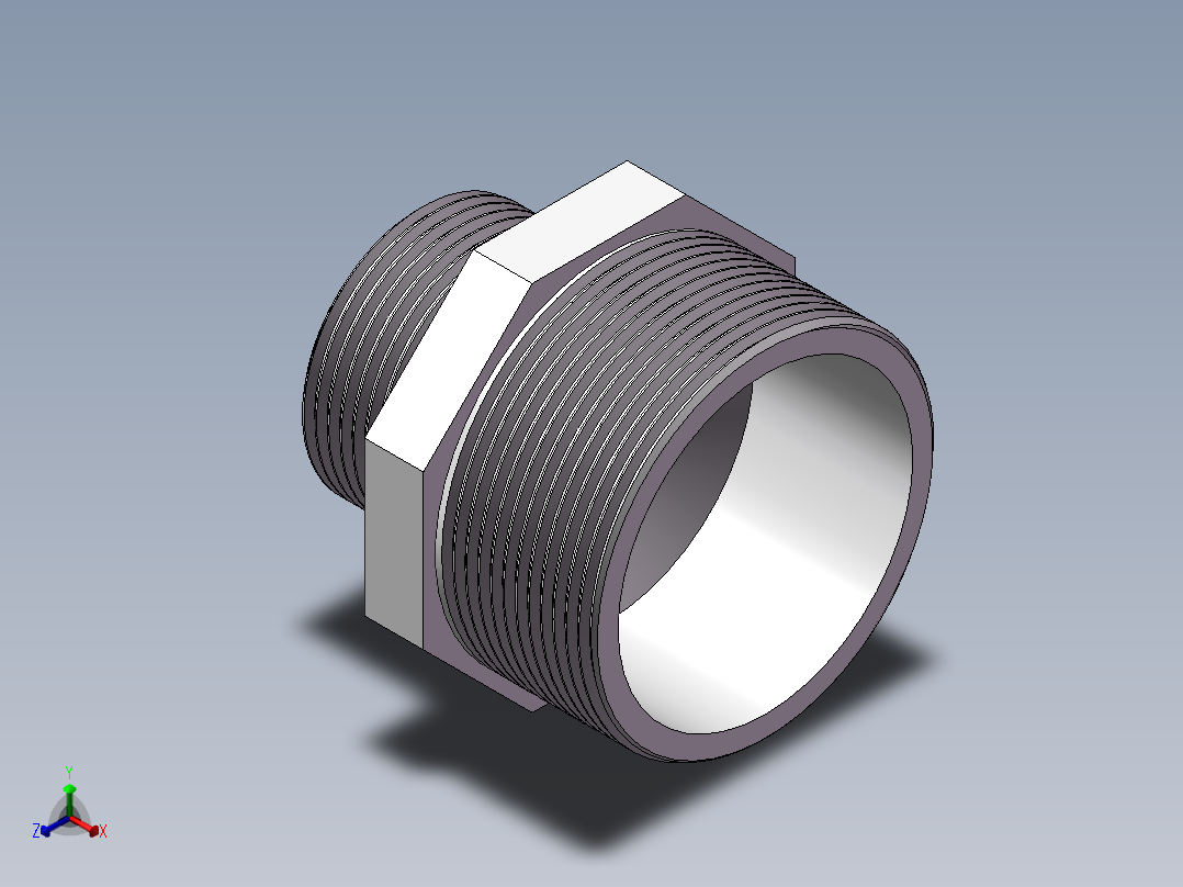 对丝-六角异径 DN50-DN32正等轴测图
